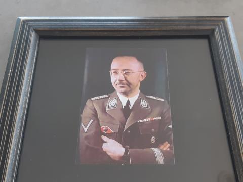 WW2 GERMAN NAZI NICE FRAME WITH HEINRICH HIMMLER ORIGINAL SIGNATURE AUTOGRAPH AND A COLOURED PHOTO OF HIMMER