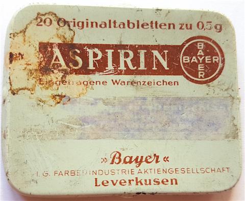 WW2 GERMAN NAZI NICE HOLOCAUST CONCENTRATION CAMP AUSCHWITZ MONOWITZ - I.G FARBEN INDUSTRIES BAYER PERIOD ASPIRIN THIN CAN FORCED LABOR