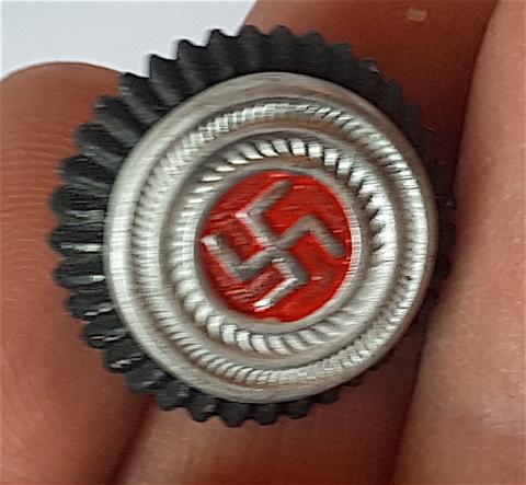 WW2 GERMAN NAZI NICE NSDAP ADOLF HITLER POLITICAL LEADER EARLY VISOR CAP COCKADE PIN INSIGNIA WITH SWASTIKA, MADE BY RZM - HEADGEAR NCO OFFICER