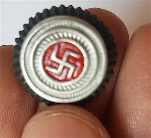 WW2 GERMAN NAZI NICE NSDAP ADOLF HITLER POLITICAL LEADER EARLY VISOR CAP COCKADE PIN INSIGNIA WITH SWASTIKA, MADE BY RZM - HEADGEAR NCO OFFICER