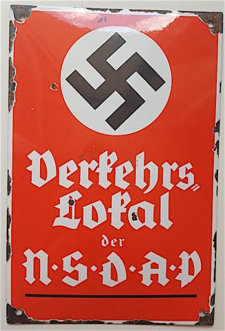 WW2 GERMAN NAZI NICE NSDAP THIRD REICH WALL METAL SIGN WITH SWASTIKA