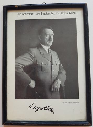 WW2 GERMAN NAZI NICE PERIOD FRAME AND ORIGINAL FAC SIMILE ADOLF HITLER SIGNATURE AUTOGRAPH PHOTO FRAME NSDAP THIRD REICH