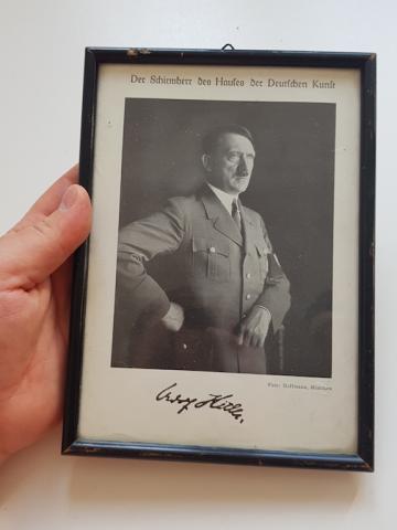 WW2 GERMAN NAZI NICE PERIOD FRAME AND ORIGINAL FAC SIMILE ADOLF HITLER SIGNATURE AUTOGRAPH PHOTO FRAME NSDAP THIRD REICH