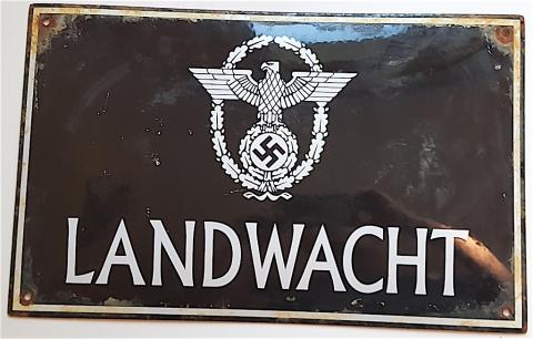 WW2 GERMAN NAZI NICE POLICE FORCE ( Ordnungspolizei ) LANDWACHT PANEL SIGN - WAFFEN SS GESTAPO POLIZEI