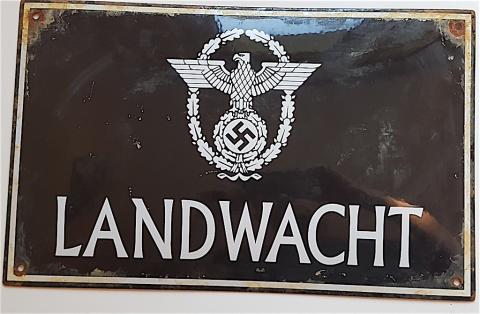 WW2 GERMAN NAZI NICE POLICE FORCE ( Ordnungspolizei ) LANDWACHT PANEL SIGN - WAFFEN SS GESTAPO POLIZEI