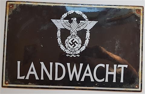 WW2 GERMAN NAZI NICE POLICE FORCE ( Ordnungspolizei ) LANDWACHT PANEL SIGN - WAFFEN SS GESTAPO POLIZEI