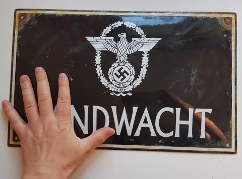 WW2 GERMAN NAZI NICE POLICE FORCE ( Ordnungspolizei ) LANDWACHT PANEL SIGN - WAFFEN SS GESTAPO POLIZEI