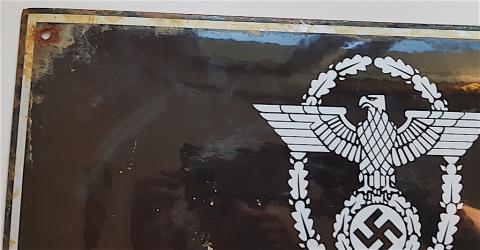 WW2 GERMAN NAZI NICE POLICE FORCE ( Ordnungspolizei ) LANDWACHT PANEL SIGN - WAFFEN SS GESTAPO POLIZEI