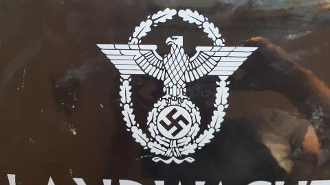 WW2 GERMAN NAZI NICE POLICE FORCE ( Ordnungspolizei ) LANDWACHT PANEL SIGN - WAFFEN SS GESTAPO POLIZEI