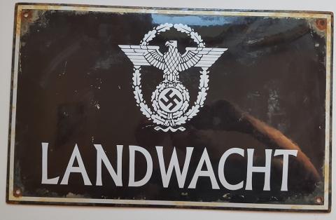 WW2 GERMAN NAZI NICE POLICE FORCE ( Ordnungspolizei ) LANDWACHT PANEL SIGN - WAFFEN SS GESTAPO POLIZEI