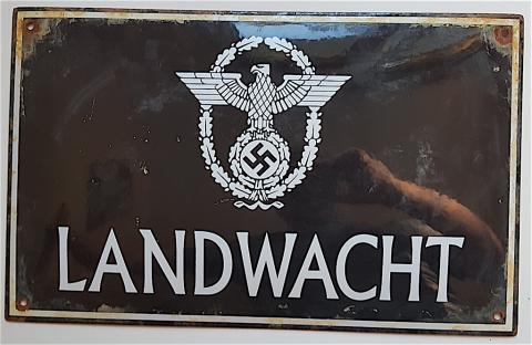 WW2 GERMAN NAZI NICE POLICE FORCE ( Ordnungspolizei ) LANDWACHT PANEL SIGN - WAFFEN SS GESTAPO POLIZEI