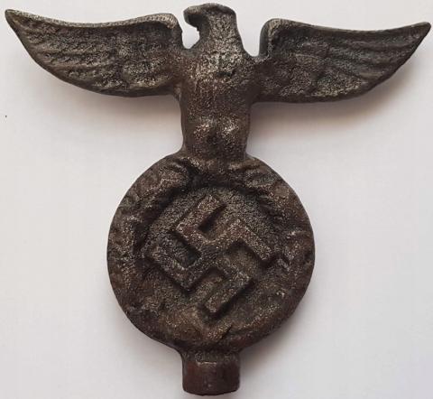 WW2 GERMAN NAZI NICE RELIC FOUND POLE TOP OF FLAG FROM EARLY SA - EAGLE OF THE THIRD REICH + SWASTIKA