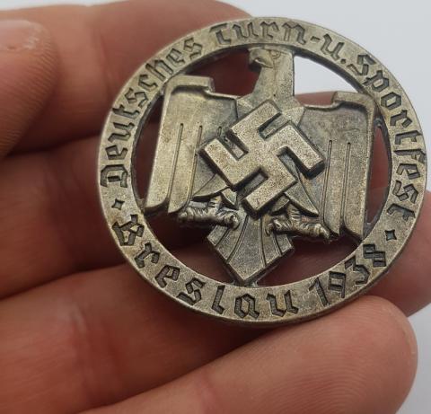 WW2 GERMAN NAZI RARE Breslau Wrocław 1938 sports badge WITH REICH EAGLE & SWASTIKA