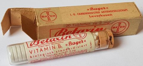 WW2 GERMAN NAZI RARE CONCENTRATION CAMP AUSCHWITZ I.G FARBEN INDUSTRIES BAYER BETAXIN VITAMINES WITH DRUG