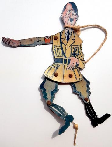 WW2 GERMAN NAZI RARE DUTCH HANGED ANTI ADOLF HITLER PROPAGANDA PUPPET WITH NSDAP SWASTIKA ARMBAND - NICE!