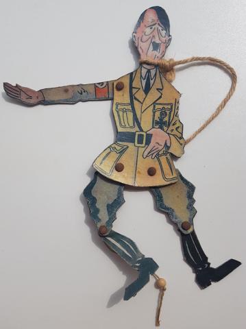 WW2 GERMAN NAZI RARE DUTCH HANGED ANTI ADOLF HITLER PROPAGANDA PUPPET WITH NSDAP SWASTIKA ARMBAND - NICE!