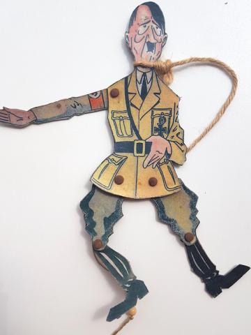 WW2 GERMAN NAZI RARE DUTCH HANGED ANTI ADOLF HITLER PROPAGANDA PUPPET WITH NSDAP SWASTIKA ARMBAND - NICE!