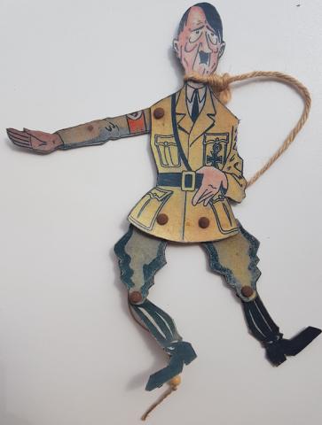 WW2 GERMAN NAZI RARE DUTCH HANGED ANTI ADOLF HITLER PROPAGANDA PUPPET WITH NSDAP SWASTIKA ARMBAND - NICE!