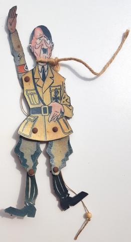 WW2 GERMAN NAZI RARE DUTCH HANGED ANTI ADOLF HITLER PROPAGANDA PUPPET WITH NSDAP SWASTIKA ARMBAND - NICE!