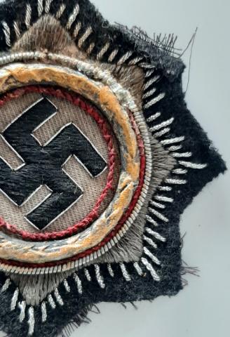 WW2 GERMAN NAZI RARE GERMAN CROSS IN CLOTH AWARD PATCH 