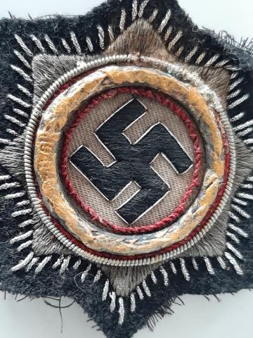 WW2 GERMAN NAZI RARE GERMAN CROSS IN CLOTH AWARD PATCH 