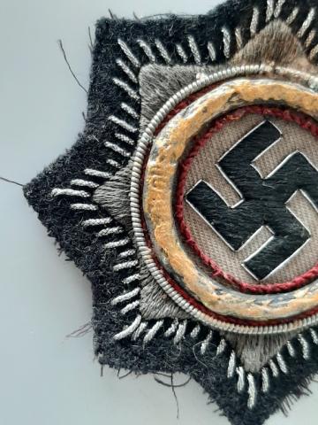 WW2 GERMAN NAZI RARE GERMAN CROSS IN CLOTH AWARD PATCH 