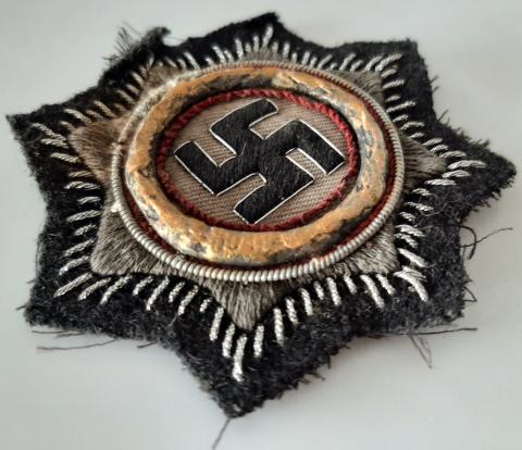 WW2 GERMAN NAZI RARE GERMAN CROSS IN CLOTH AWARD PATCH 