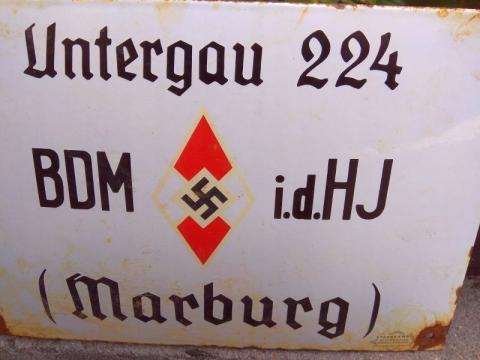 WW2 GERMAN NAZI RARE HITLER YOUTH ENAMEL PANEL SIGN - HITLERJUGEND HJ THIRD REICH