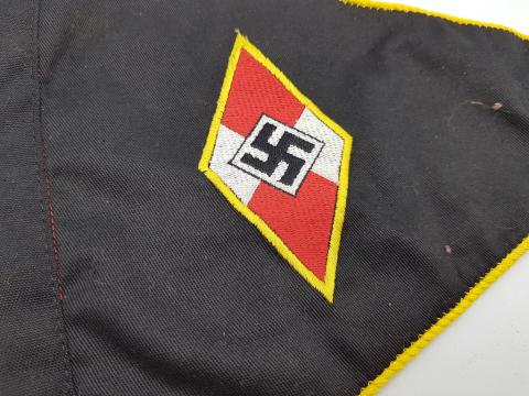 WW2 GERMAN NAZI RARE HITLER YOUTH PENNANT FLAG BOTH SIDES WITH DIAMOND HJ LOGO 