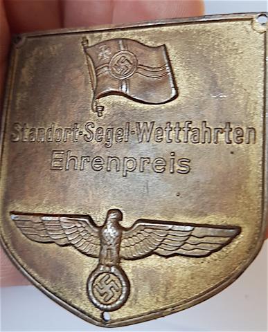 WW2 GERMAN NAZI RARE KRIEGSMARINE NAVAL NAVY Navy SPORTS AWARD - Sailing Honour Prize " Standort-Segel-Wettfahrten Ehrenpreis" BRONZE PLAQUE - UBOAT U-BOAT