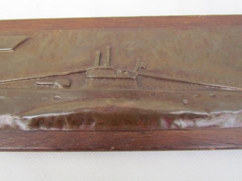 WW2 GERMAN NAZI KRIEGSMARINE NAVY U-BOAT SHIP WOODEN WALL PLATE SUBMARINES, KRIEGS