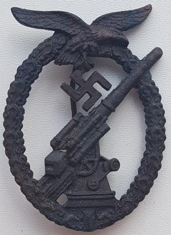 WW2 GERMAN NAZI RARE LUFTWAFFE FLAK BADGE MEDAL AWARD GROUND DUG FOUND RELIC MARKED ON THE BACK