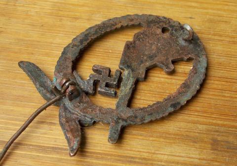 WW2 GERMAN NAZI RARE LUFTWAFFE FLAK BADGE MEDAL AWARD GROUND DUG FOUND RELIC MARKED ON THE BACK