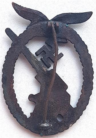 WW2 GERMAN NAZI RARE LUFTWAFFE FLAK BADGE MEDAL AWARD GROUND DUG FOUND RELIC MARKED ON THE BACK