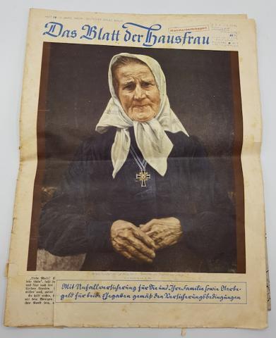 WW2 GERMAN NAZI RARE MOTHER CROSS MEDAL IN GOLD AWARD GERMANY MOTHERS JOURNAL GAZETTE