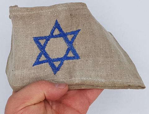 WW2 GERMAN NAZI RARE ORIGINAL JEWISH ARMBAND FROM GHETTO KRAKOW WITH BLUE STAR OF DAVID - JEW JUDE JOOD JUIF