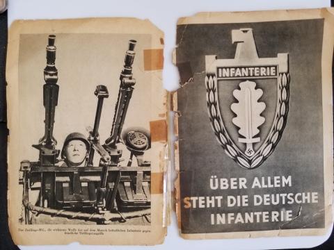 WW2 GERMAN NAZI RARE PANFLET FOR THE INFANTERIE OF THE WAFFEN SS WITH NICE III REICH EAGLE & FLAK