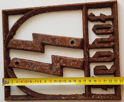 WW2 GERMAN NAZI RARE RELIC FOUND AGRICULTURE LAND CONTROLLED BY THE WAFFEN SS - METAL SIGN ERBHOF SS - FORCED LABOUR