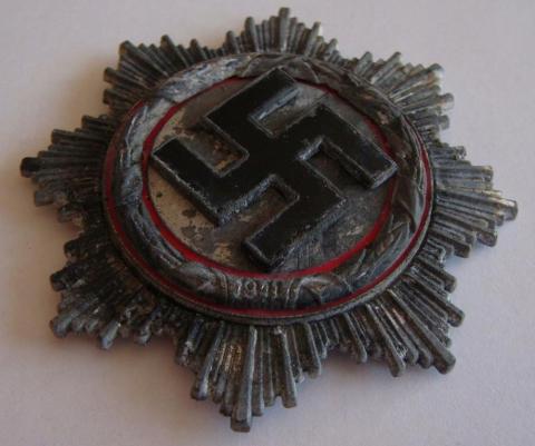 WW2 GERMAN NAZI RARE RELIC FOUND GERMAN CROSS AWARD MEDAL IN SILVER NO PRONG 1941