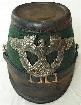 WW2 GERMAN NAZI RARE Shutzpolizei (Protection Police) NCO’s Shako HELMET WITH SWASTIKA