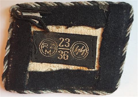 WW2 GERMAN NAZI RARE SS ALLEGEMEINE 29TH REGIMENT DIVISION OFFICER COLLAR TAB WITH RZM TAG