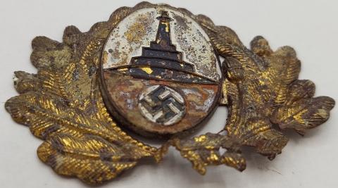 WW2 GERMAN NAZI RARE THIRD REICH UNIFORM VISOR CAP METAL INSIGNIAS