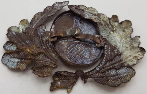 WW2 GERMAN NAZI RARE THIRD REICH UNIFORM VISOR CAP METAL INSIGNIAS