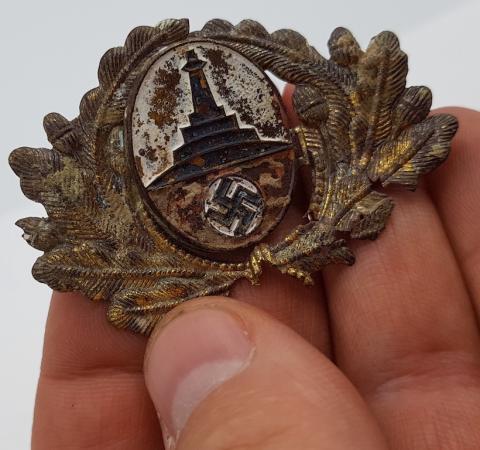 WW2 GERMAN NAZI RARE THIRD REICH UNIFORM VISOR CAP METAL INSIGNIAS