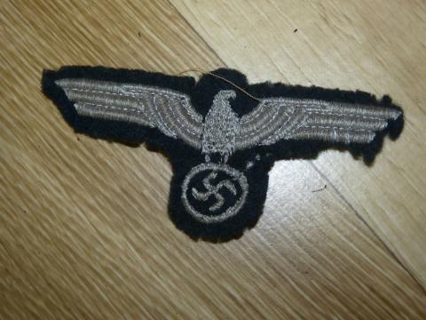 WW2 GERMAN NAZI RARE TUNIC REMOVED WEHRMACHT OFFICER SLEEVE FLATWIRE EAGLE PATCH INSIGNIA
