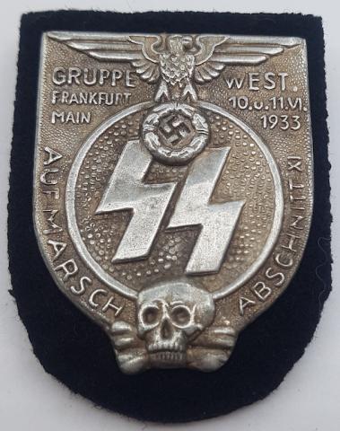 WW2 GERMAN NAZI RARE WAFFEN SS EARLY WW2 GERMAN NAZI RARE WAFFEN SS EARLY TOTENKOPF PANZER gruppe west frankfurt badge 1933 PANZER gruppe west frankfurt badge 1933 MARKED 