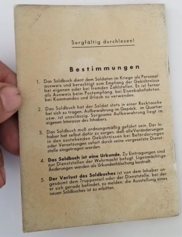 WW2 GERMAN NAZI RARE WAFFEN SS PANZER GRENADIER A.u.E.-Btl 3 SOLDBUCH ID WITH MANY ENTRIES AND THIRD REICH PANZER STAMPS