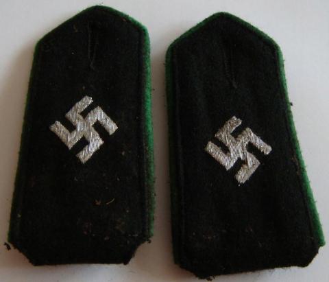 WW2 GERMAN NAZI RARE WAFFEN SS POLICE SWASTIKA SHOULDER BOARD SET TUNIC REMOVED POLIZEI SCHUMA GESTAPO