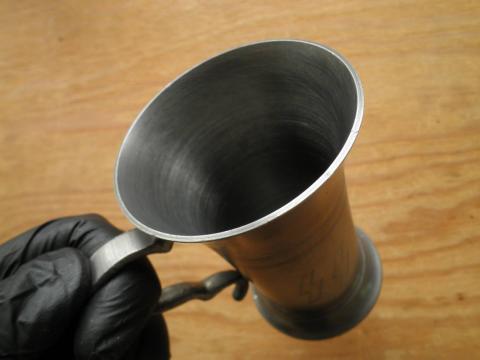 WW2 GERMAN NAZI RARE WAFFEN SS SILVERWARE MUG Hamburg 1940 WITH SS RUNES