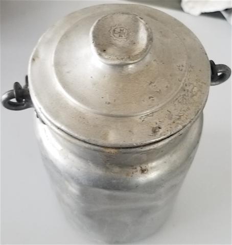 WW2 GERMAN NAZI RARE WAFFEN SS TOTENKOPF GUARD METAL CONTAINER FROM CONCENTRATION CAMP K.L FLOSSENBURG HOLOCAUST JEW JEWISH